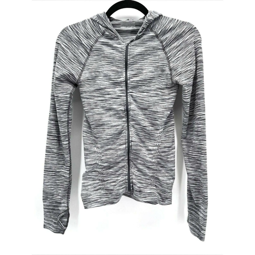 Athleta Gray Space Dye Thumbhole Full Zip Hoodie